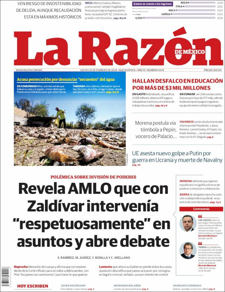 Portada de La Razón (M&eacute;xico)