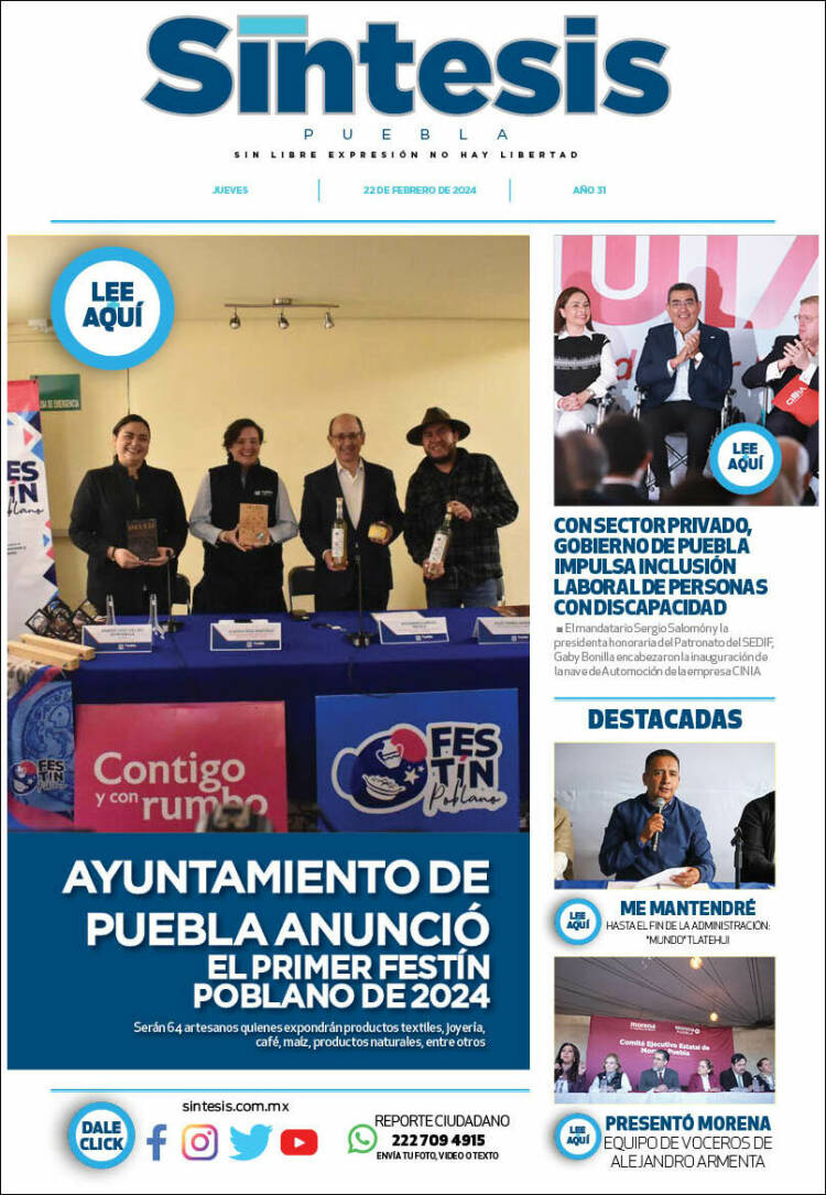 Portada de Síntesis - Puebla (M&eacute;xico)