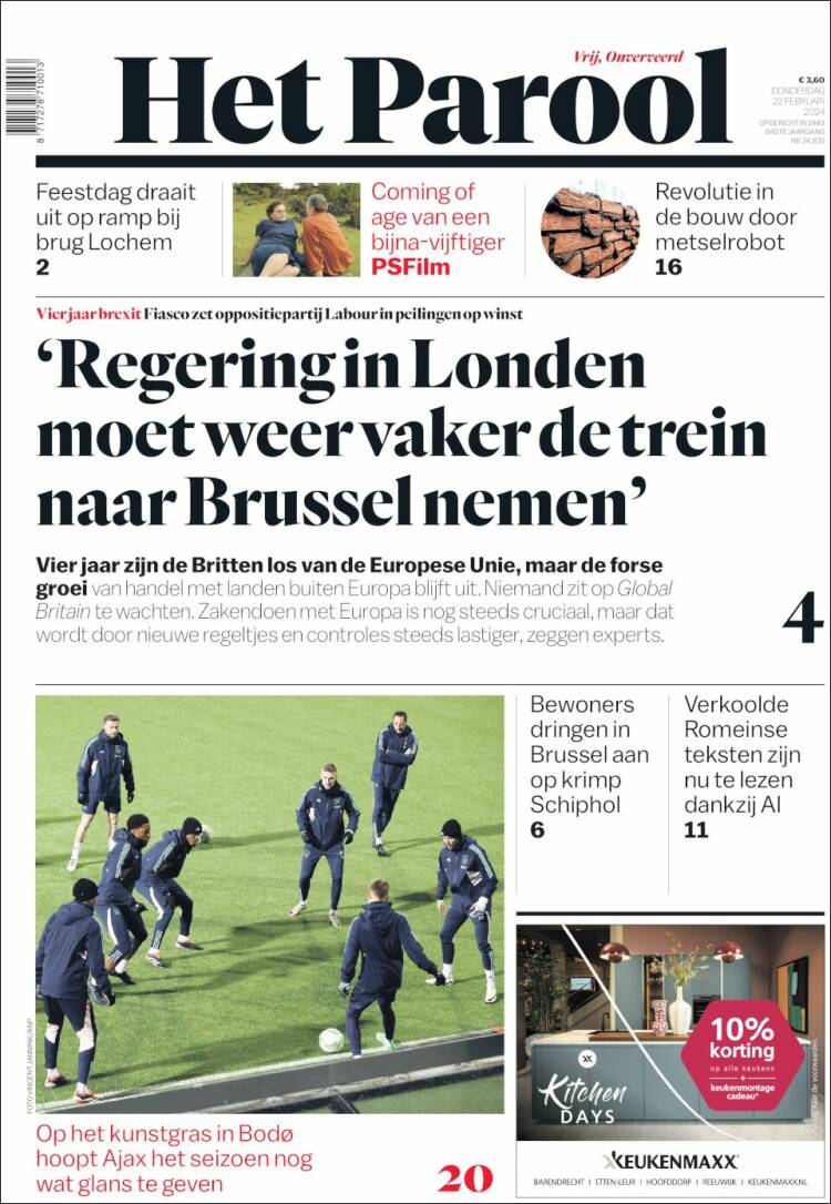 Portada de Het Parool (Pa&iacute;ses Bajos)