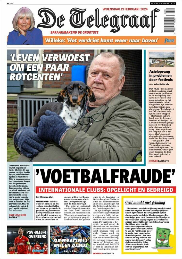Portada de De Telegraaf (Pa&iacute;ses Bajos)
