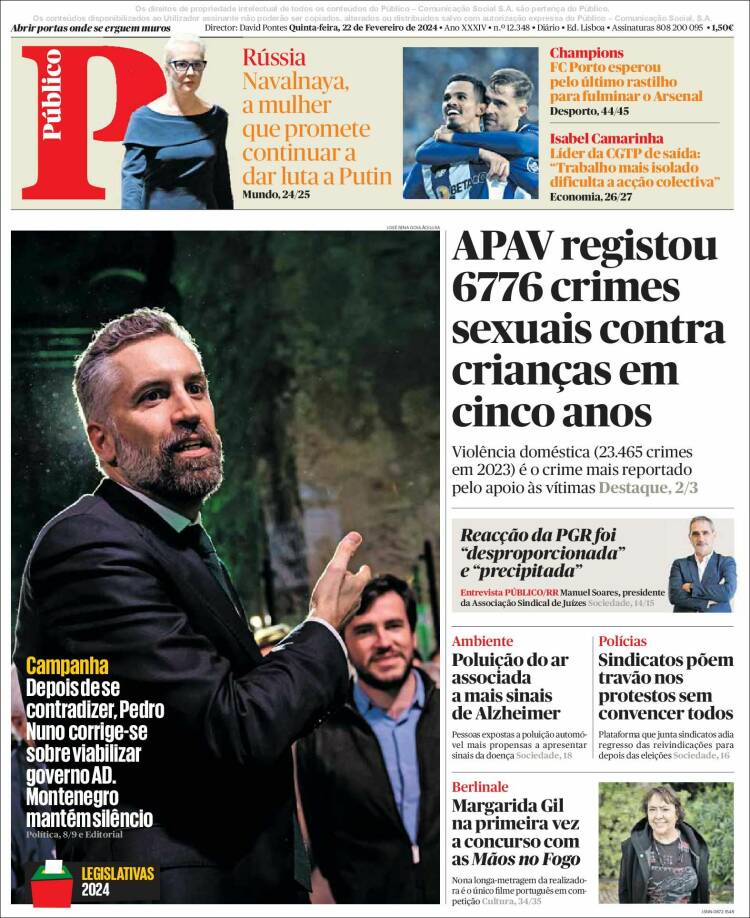 Portada de Público (Portugal)