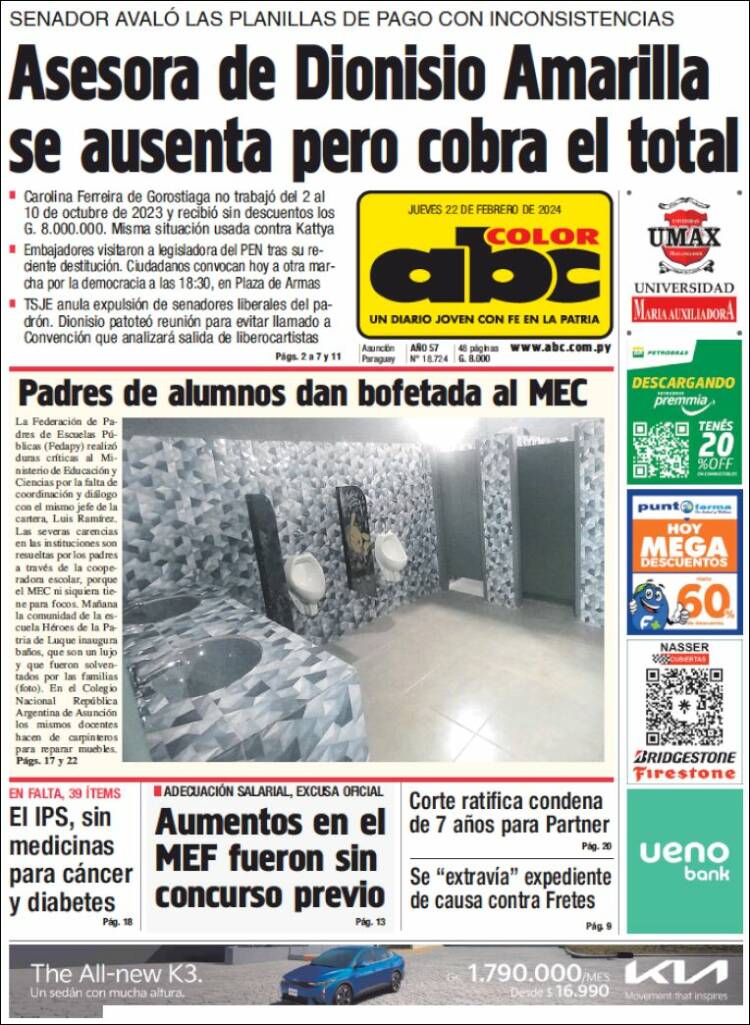 Portada de ABC Color (Paraguay)