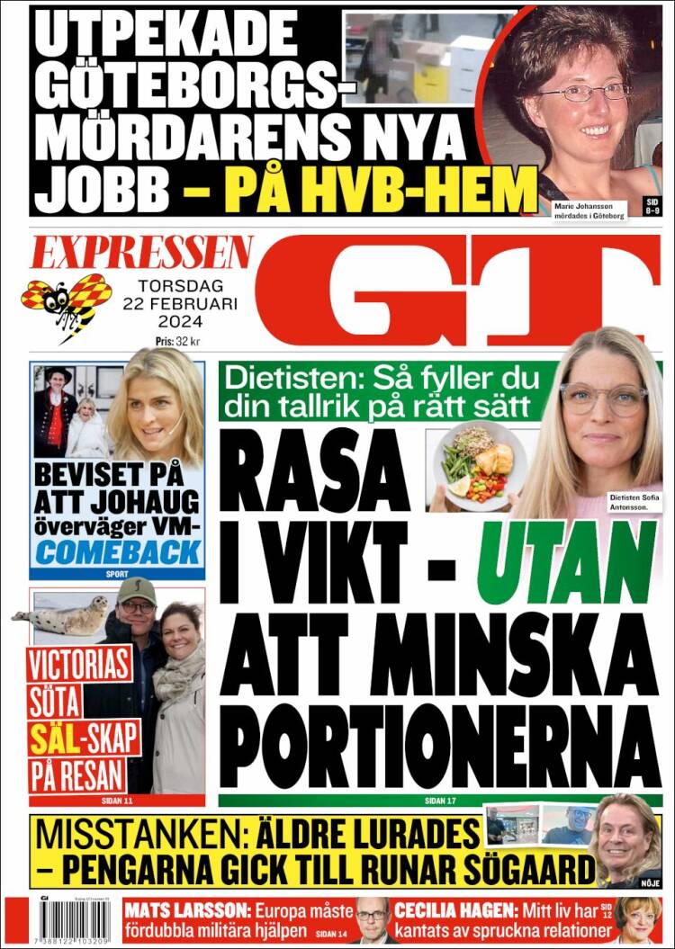 Portada de Göteborgstidningen (Suecia)