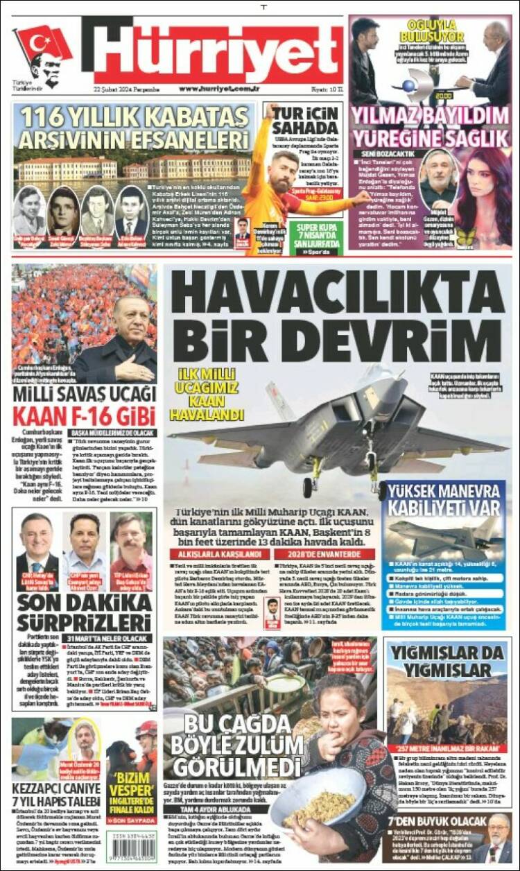 Portada de Hürriyet (Turqu&iacute;a)