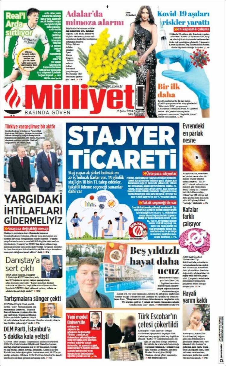 Portada de Milliyet (Turqu&iacute;a)