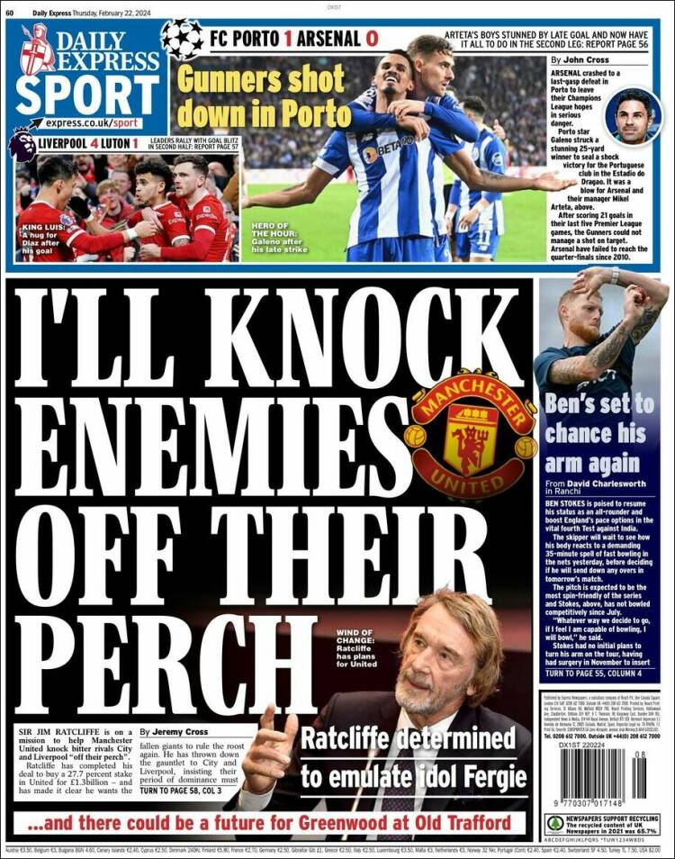 Portada de Express Sport (Reino Unido)