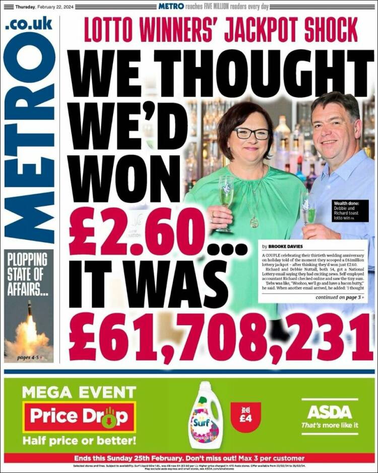 Portada de Metro (Reino Unido)