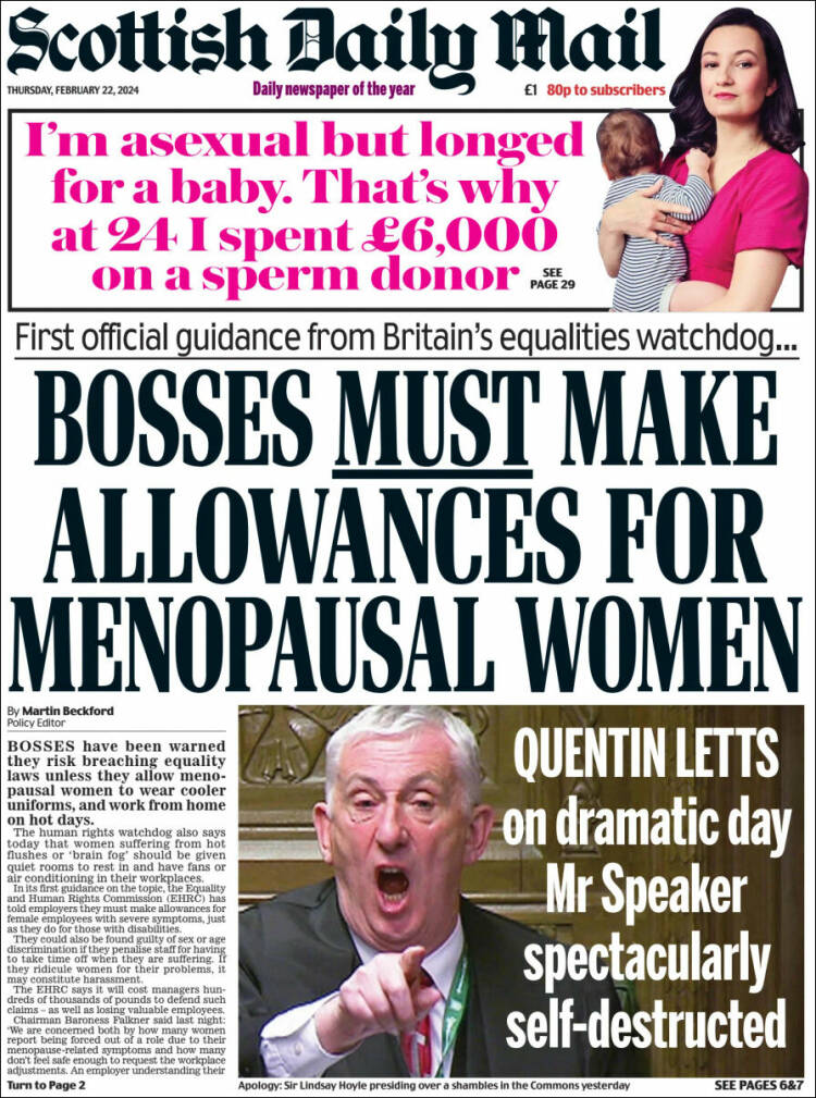Portada de Scottish Daily Mail (Reino Unido)