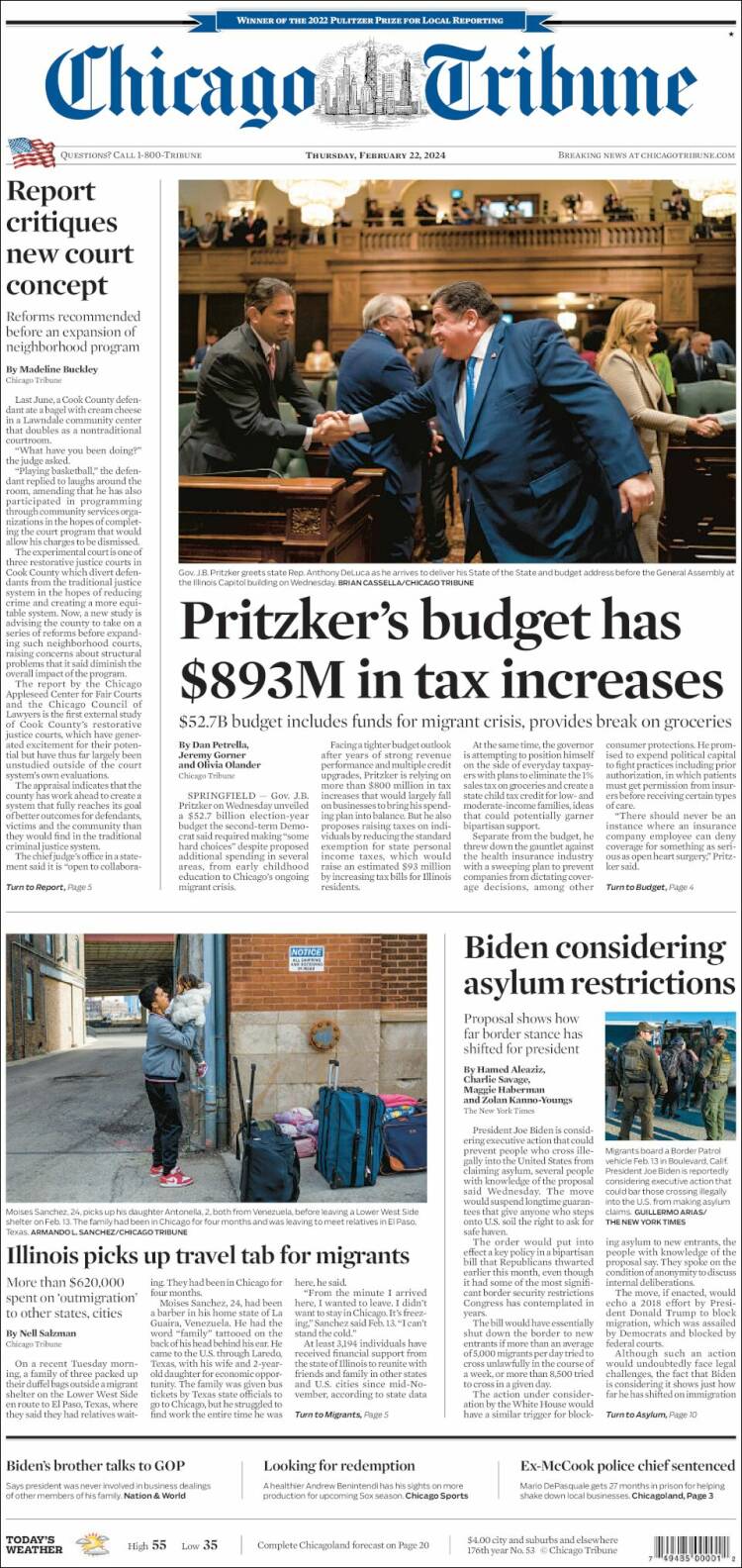 Portada de Chicago Tribune (USA)