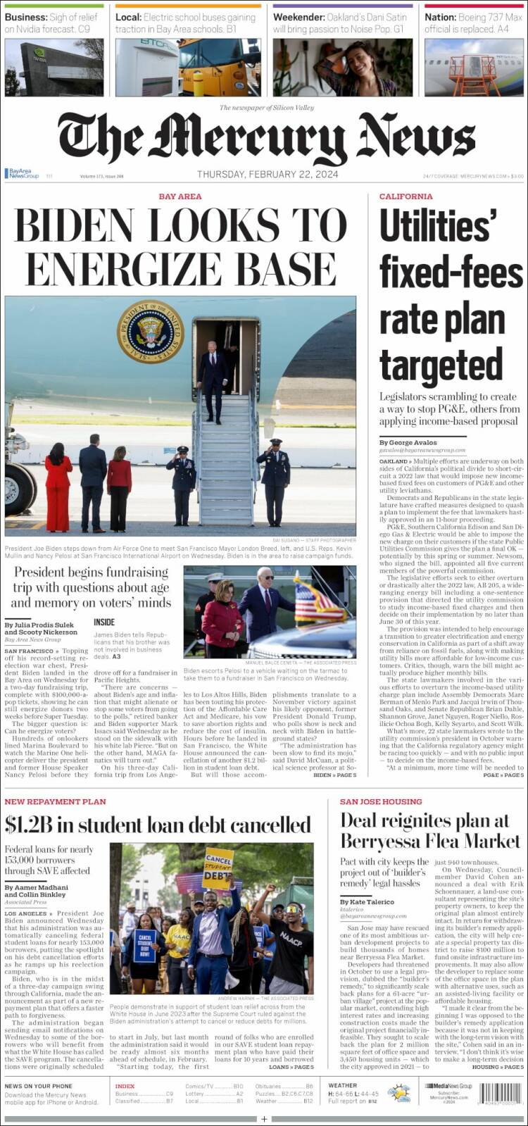 Portada de San Jose Mercury News (USA)