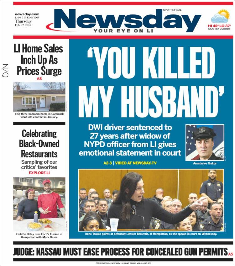 Portada de Newsday (USA)