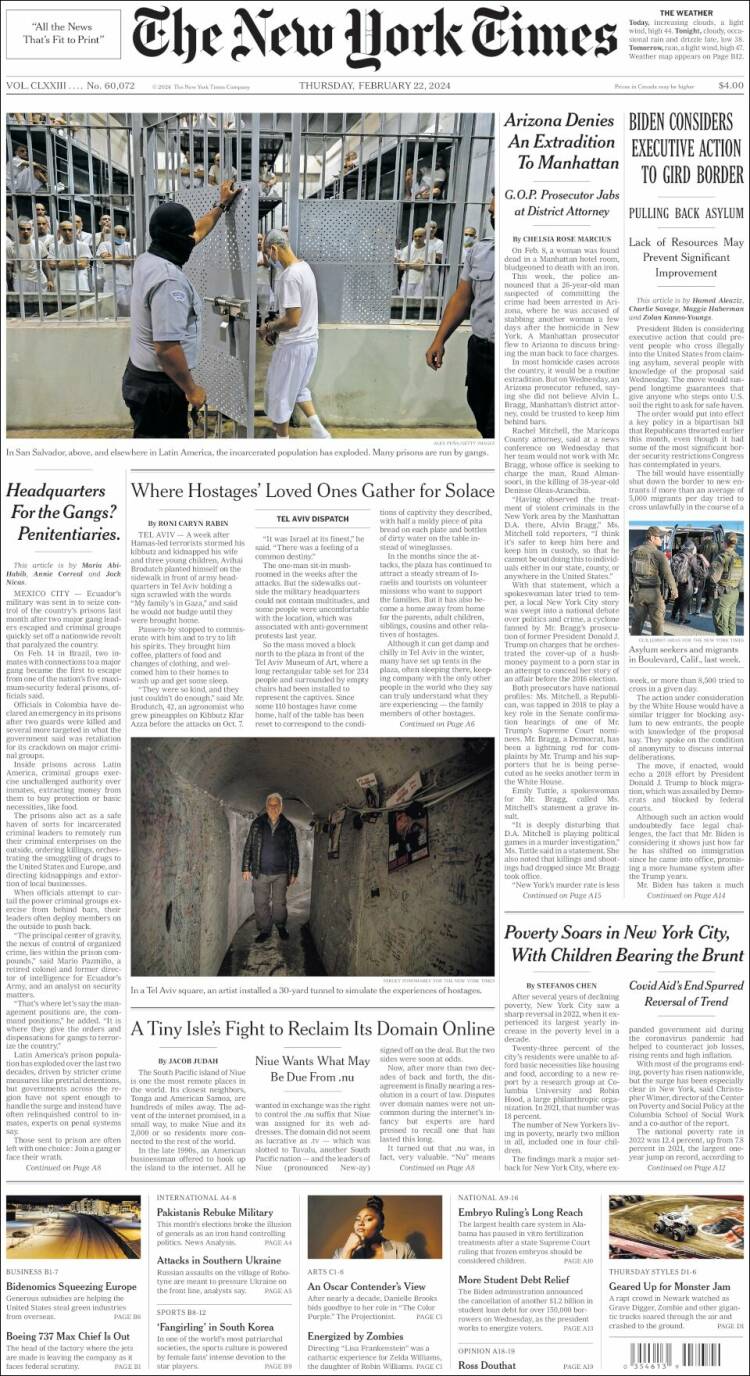 Portada de New York Times (USA)