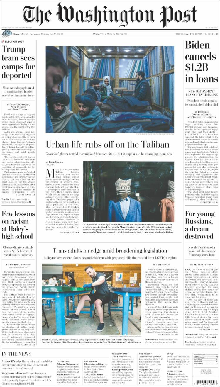 Portada de The Washington Post (USA)