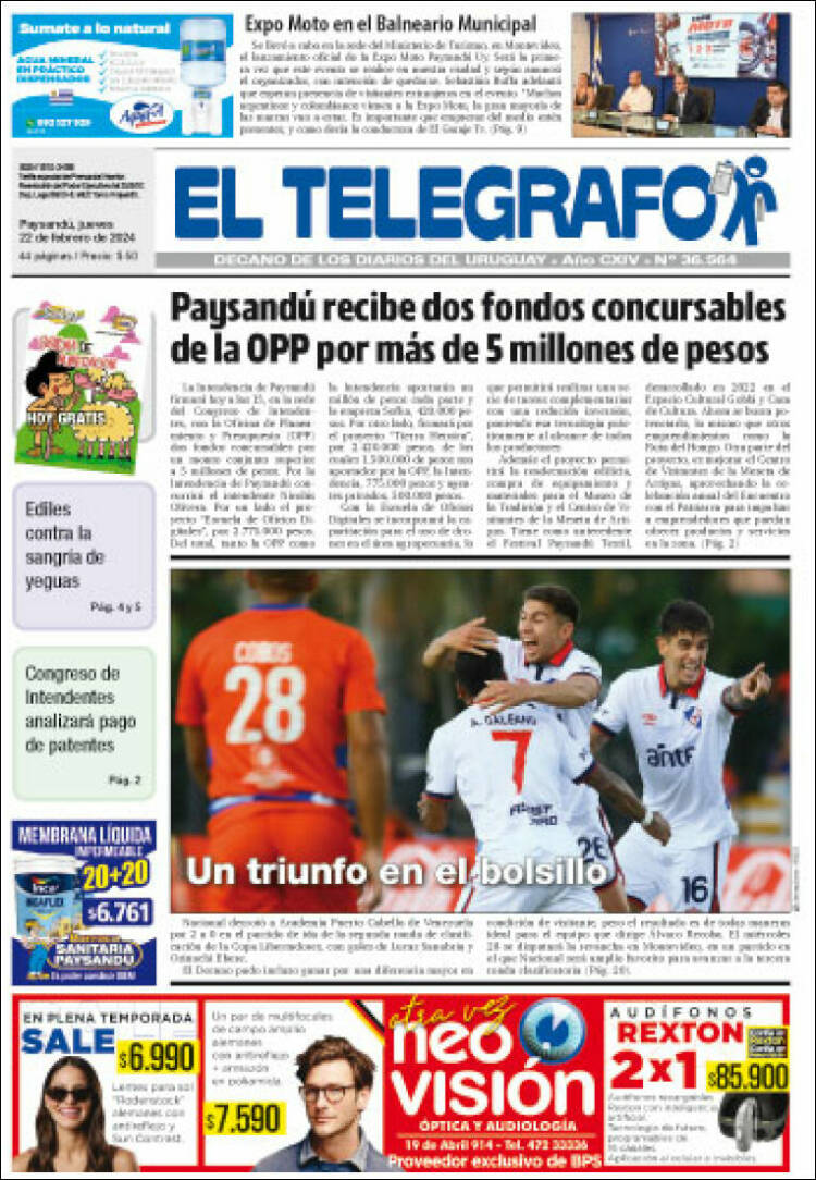 Portada de El Telégrafo (Uruguay)