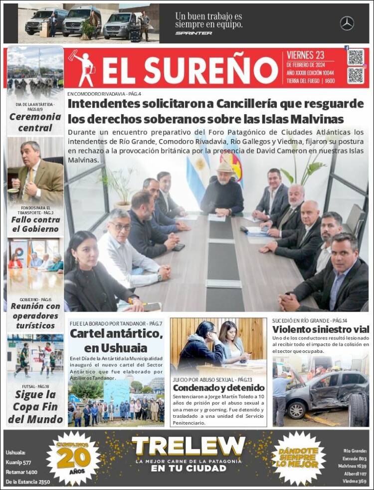 Portada de Diario El Sureño (Argentina)