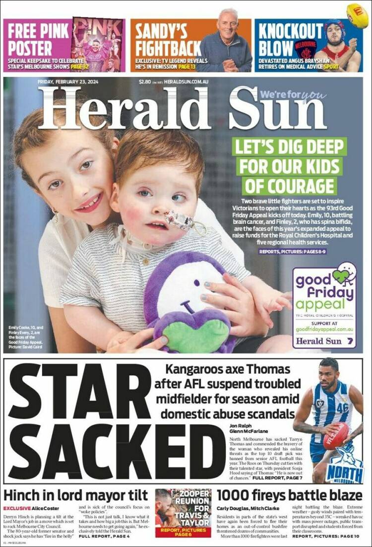 Portada de Herald Sun (Australia)
