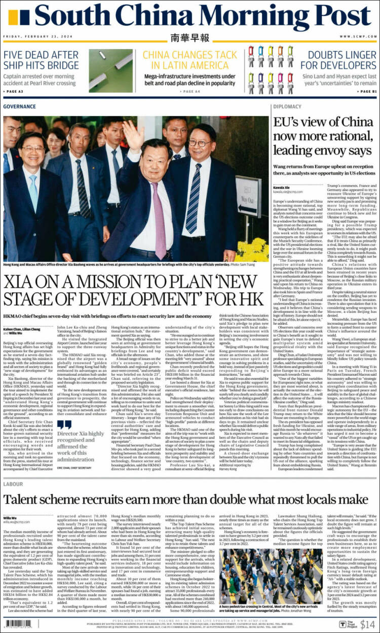 Portada de South China Morning Post (China)