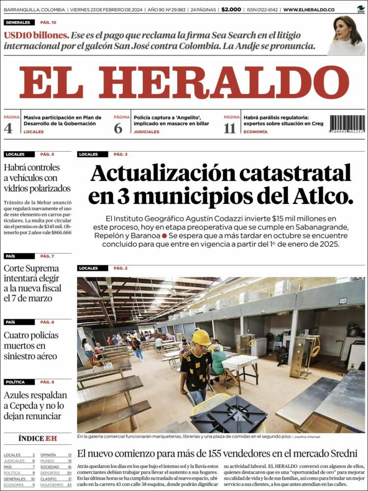 Portada de El Heraldo (Colombia)
