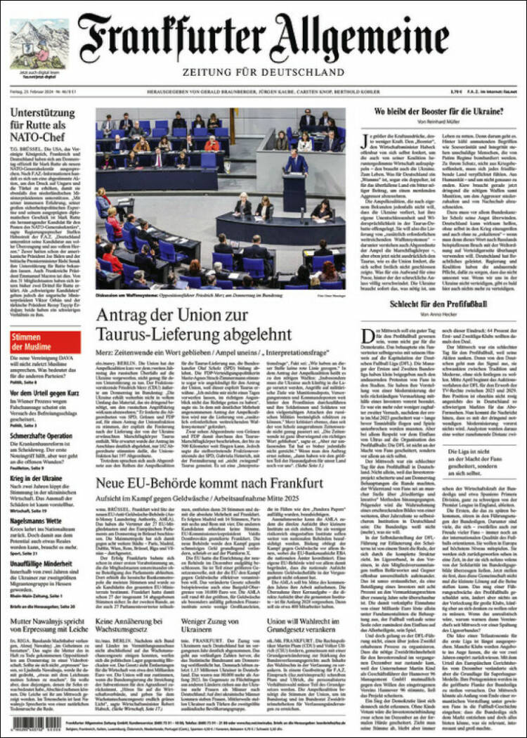 Portada de Frankfurter Allgemeine (Alemania)