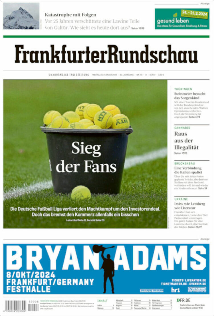 Portada de Frankfurter Rundschau (Alemania)