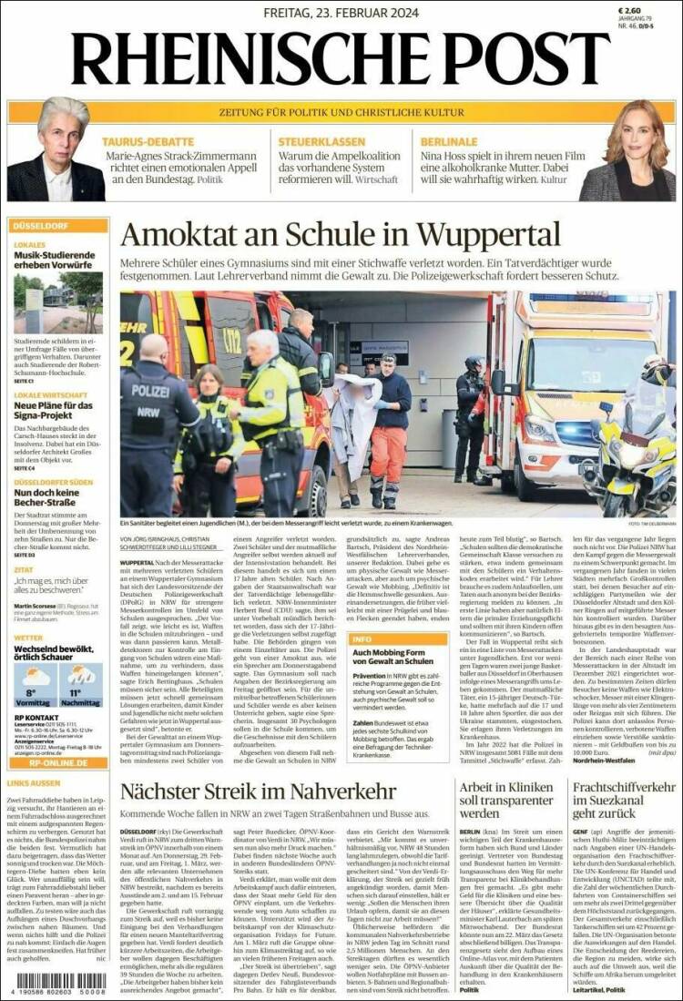 Portada de Rheinische Post (Alemania)