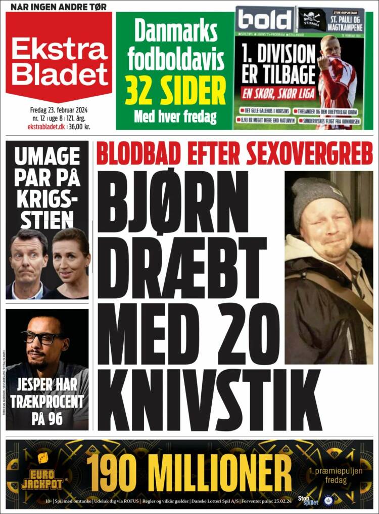 Portada de Ekstra Bladet (Dinamarca)