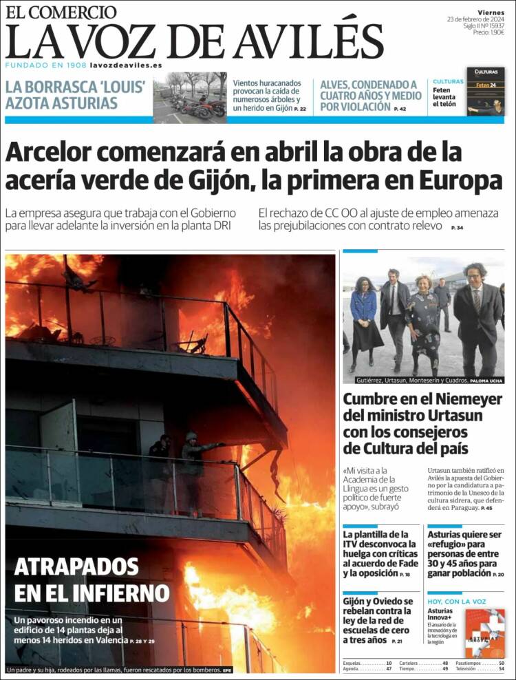 Portada de El Comercio - Avilés (España)