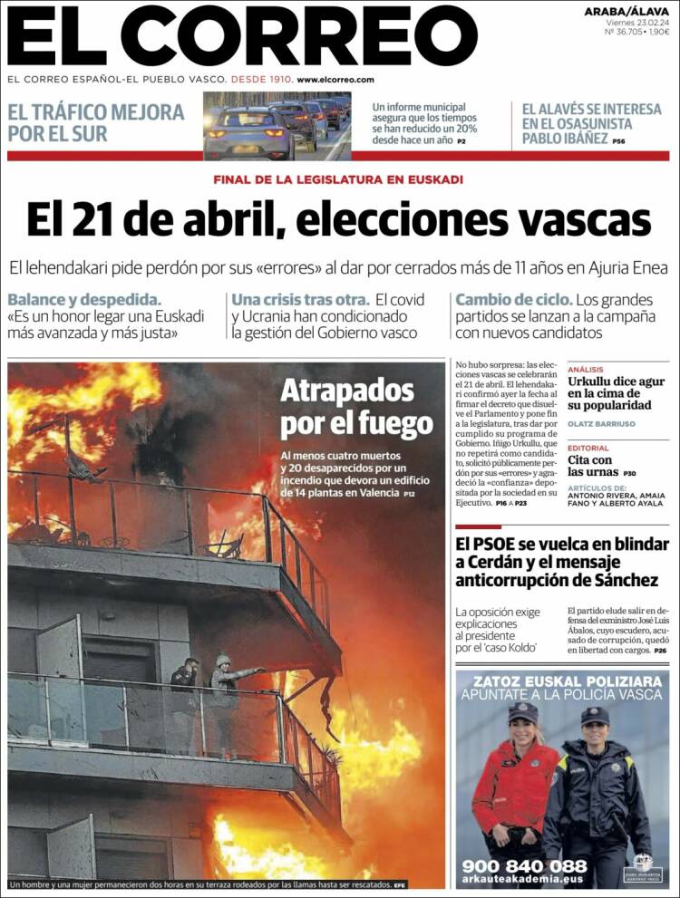 Portada de El Correo - Álava (España)