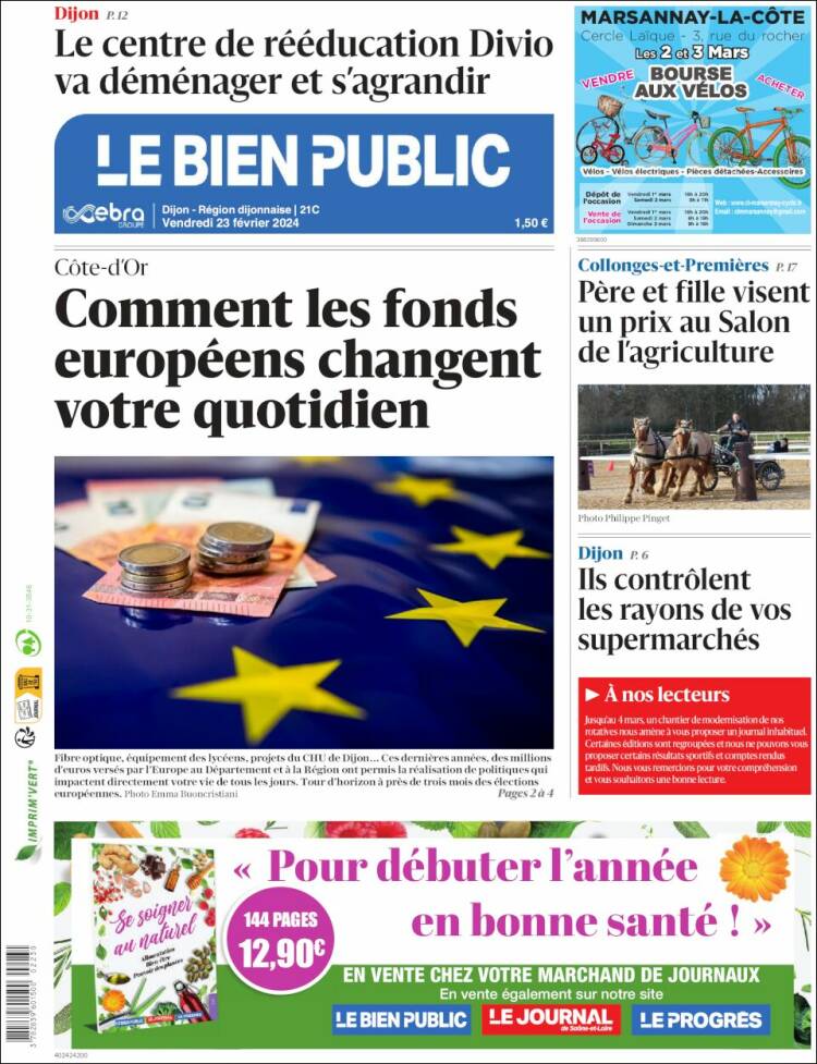 Portada de Le Bien Public (Francia)
