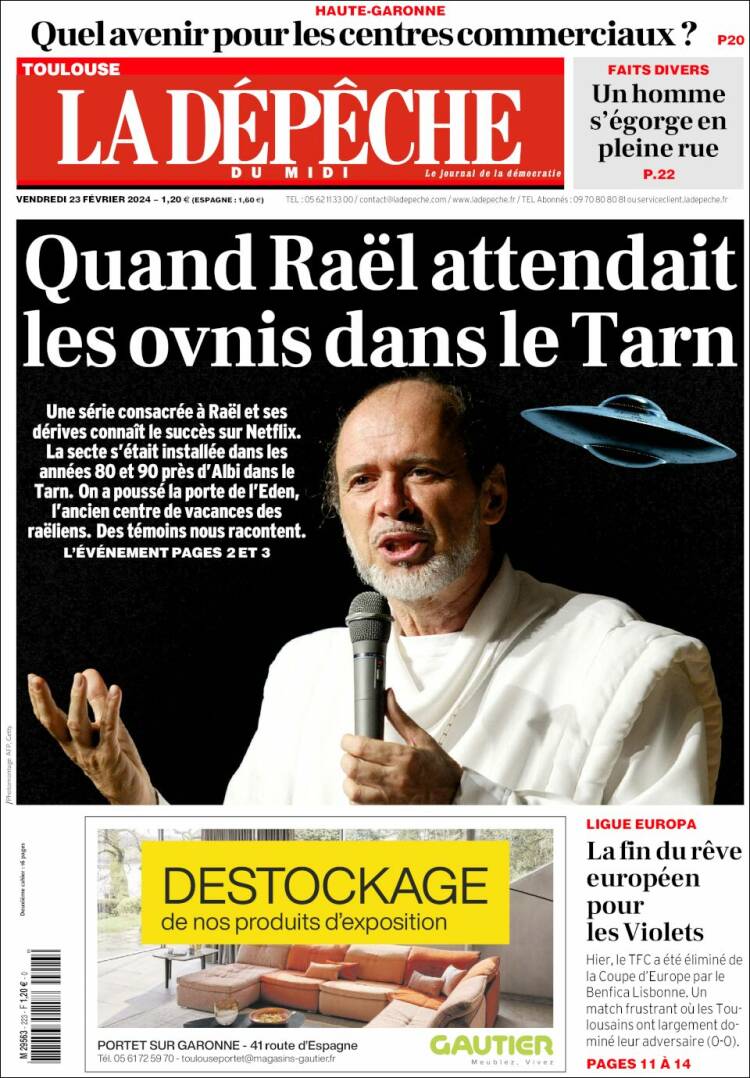Portada de La Dépêche du Midi (Francia)