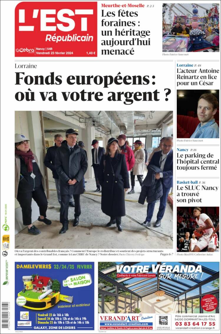Portada de L'Est Republicain (Francia)
