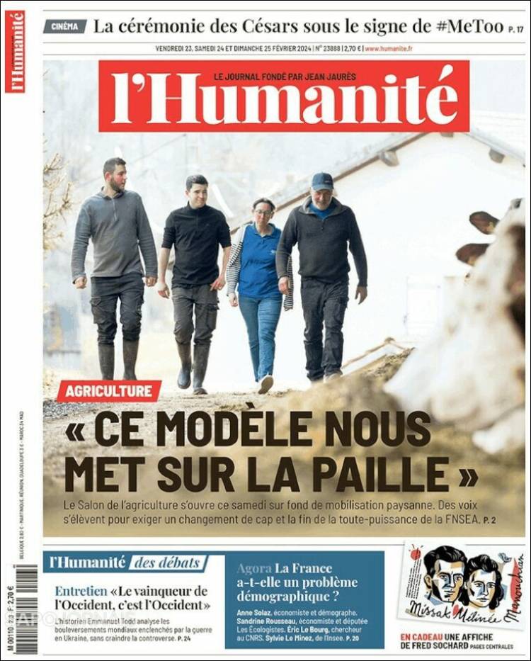 Portada de l'Humanite (Francia)