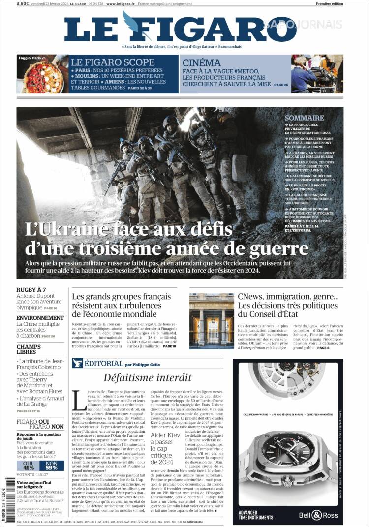 Portada de Le Figaro (Francia)