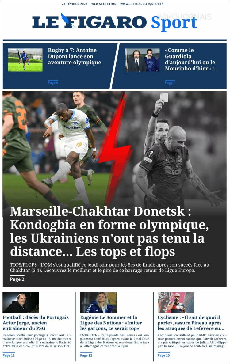 Portada de Le Figaro Sport (Francia)
