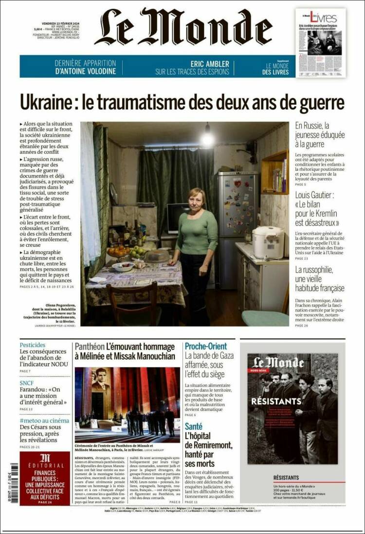 Portada de Le Monde (Francia)
