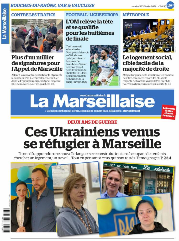 Portada de La Marseillaise (Francia)
