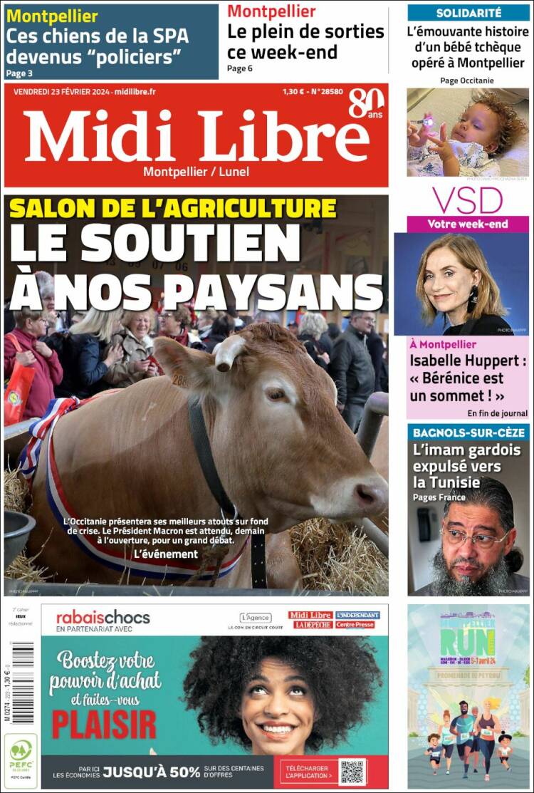 Portada de Midi Libre (Francia)