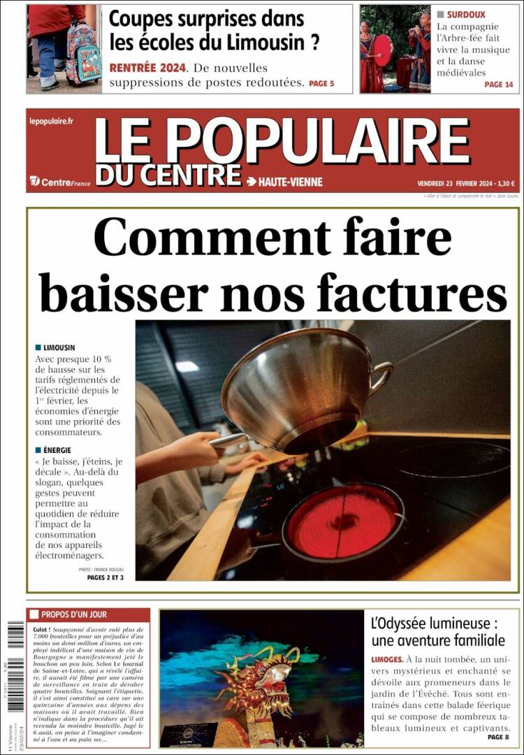 Portada de Le Populaire du Centre (Francia)