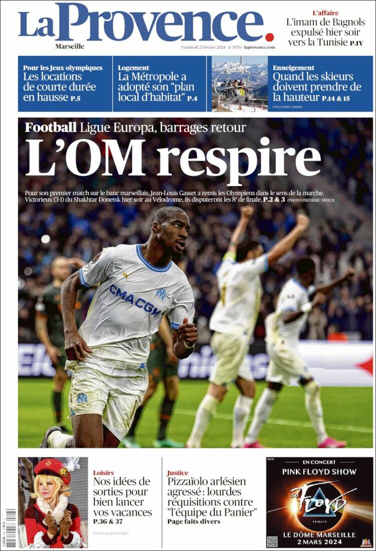 Portada de La Provence (Francia)