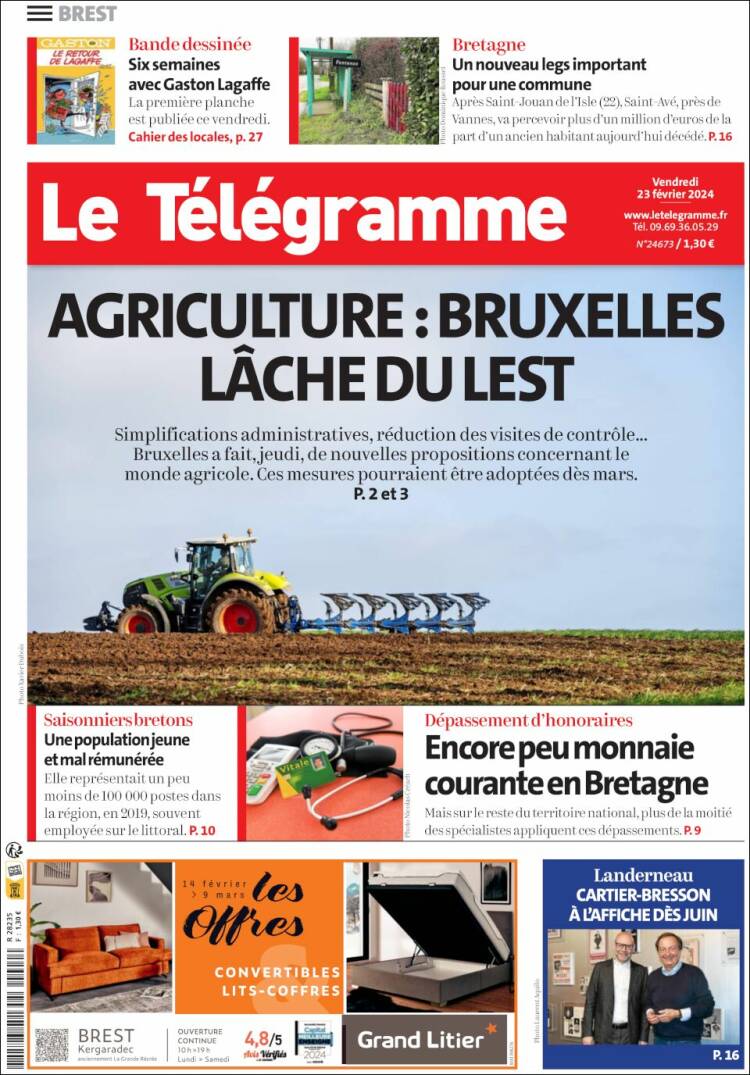 Portada de Télégramme (Francia)