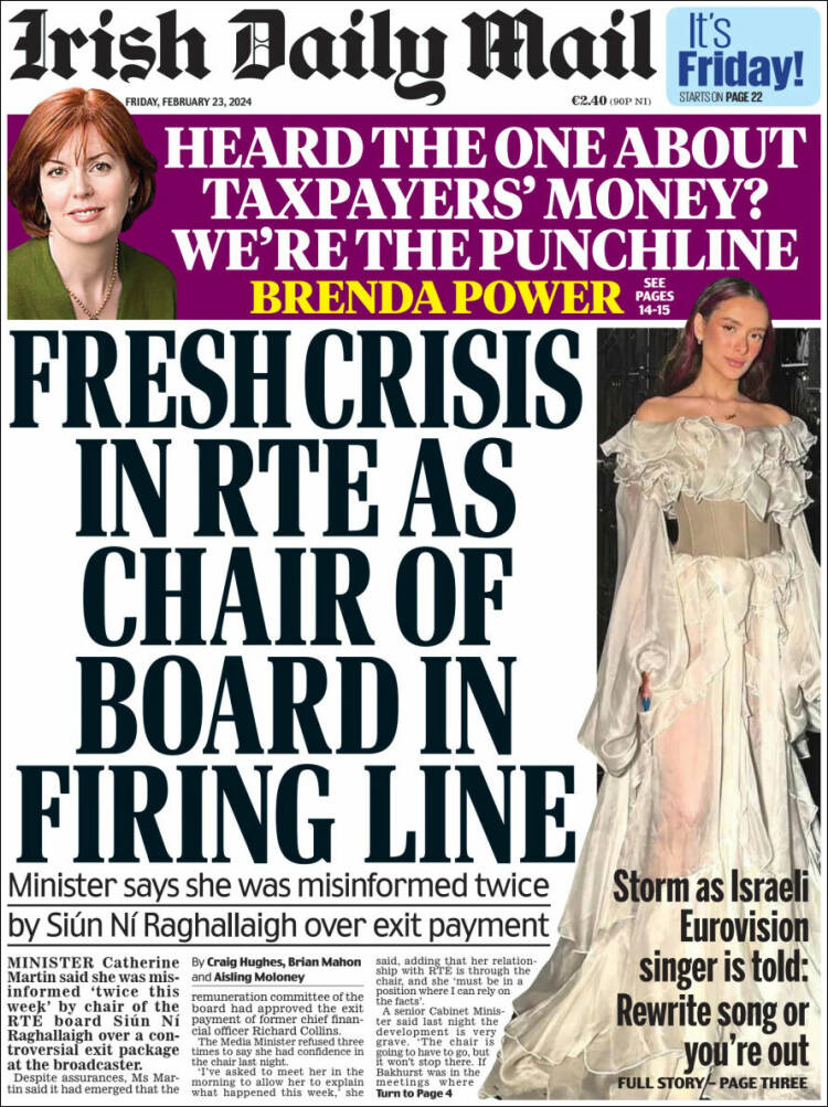Portada de Irish Daily Mail (Irlanda)