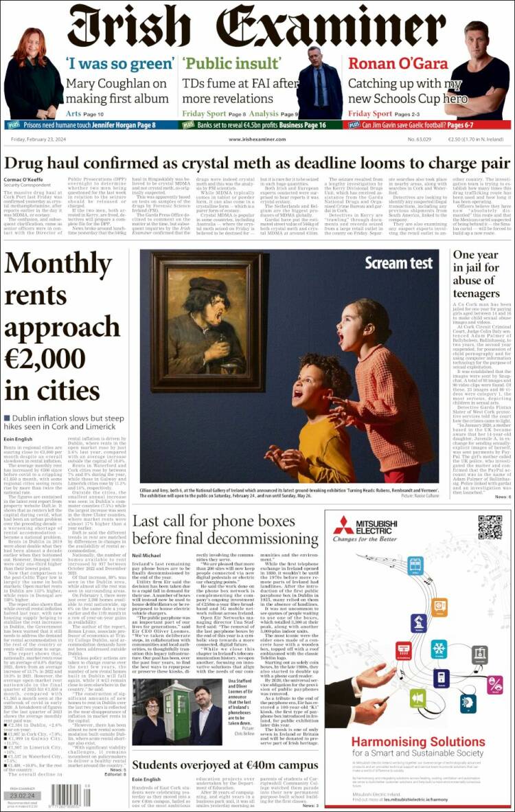 Portada de Irish Examiner (Irlanda)