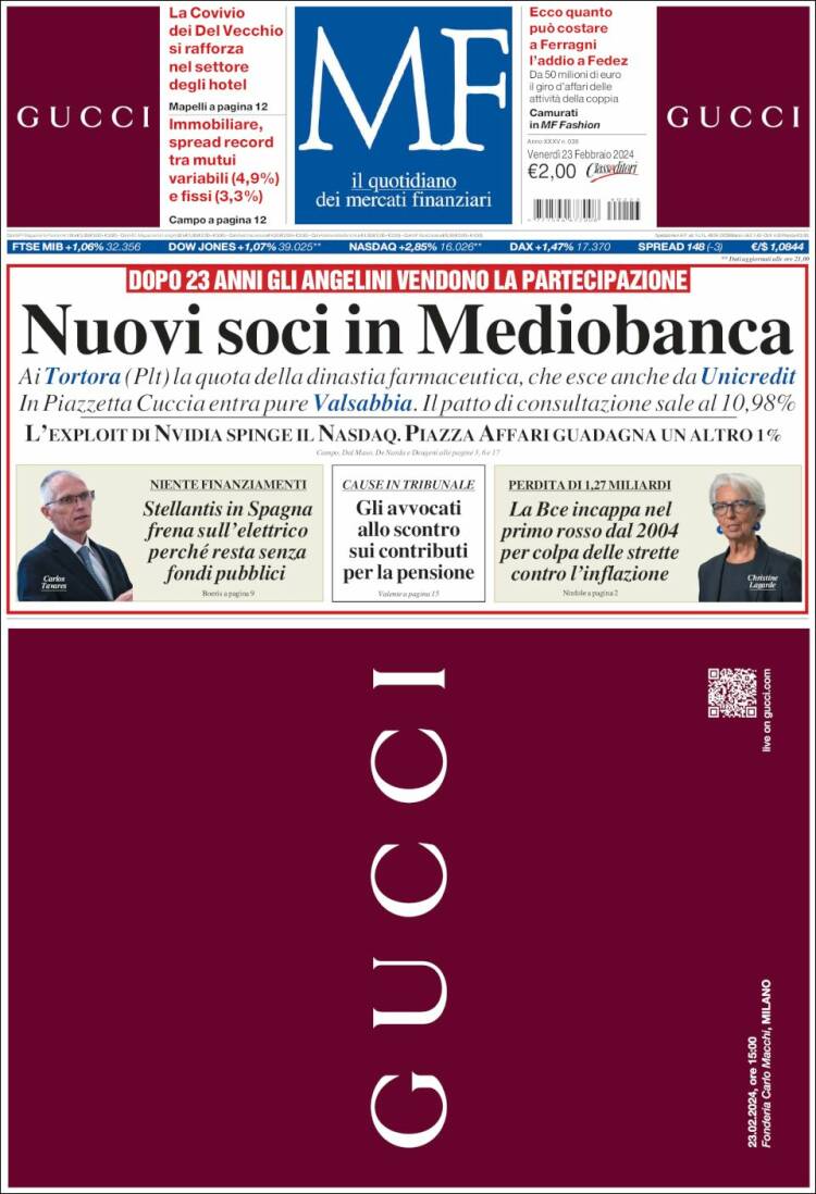 Portada de Milano Finanza (Italia)