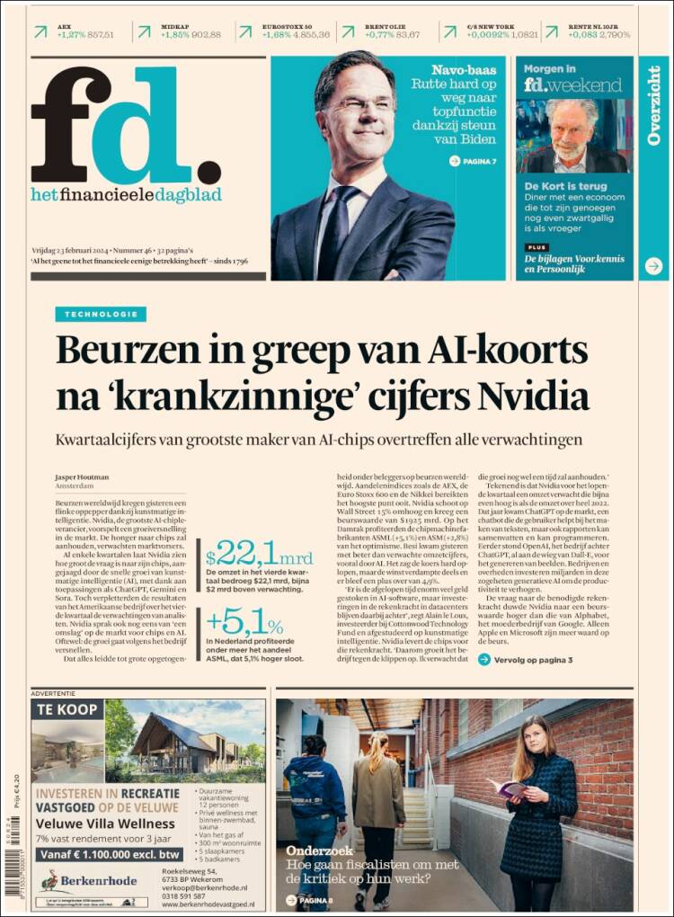 Portada de Het Financieele Dagblad (Pa&iacute;ses Bajos)