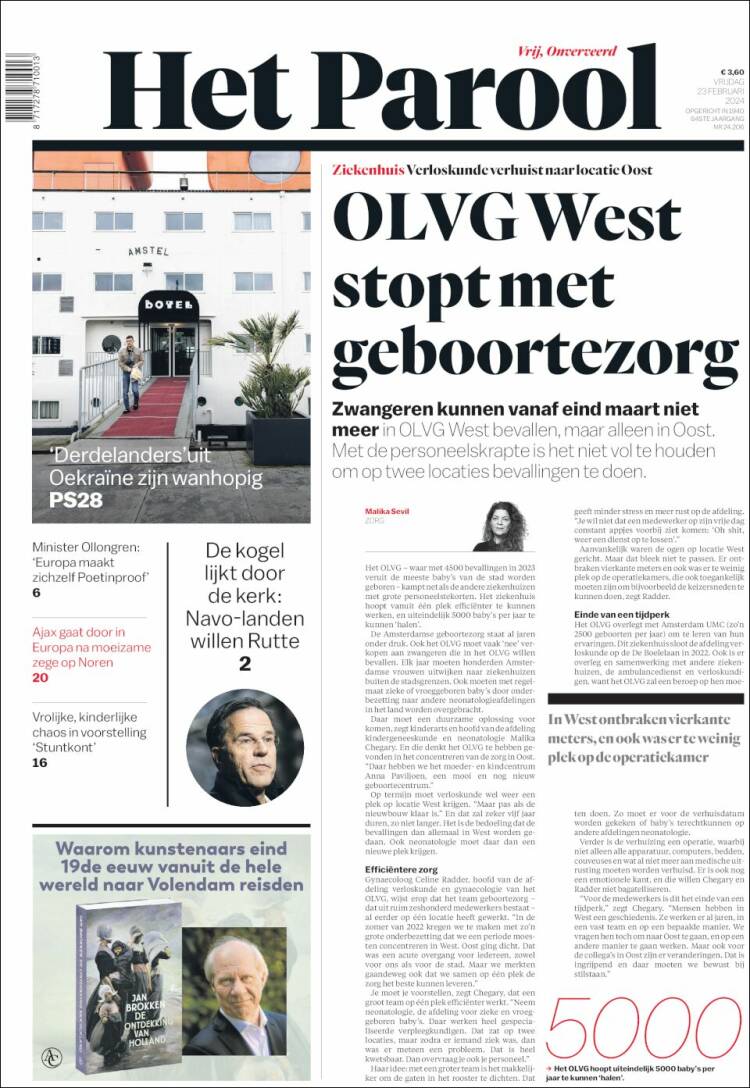Portada de Het Parool (Pa&iacute;ses Bajos)