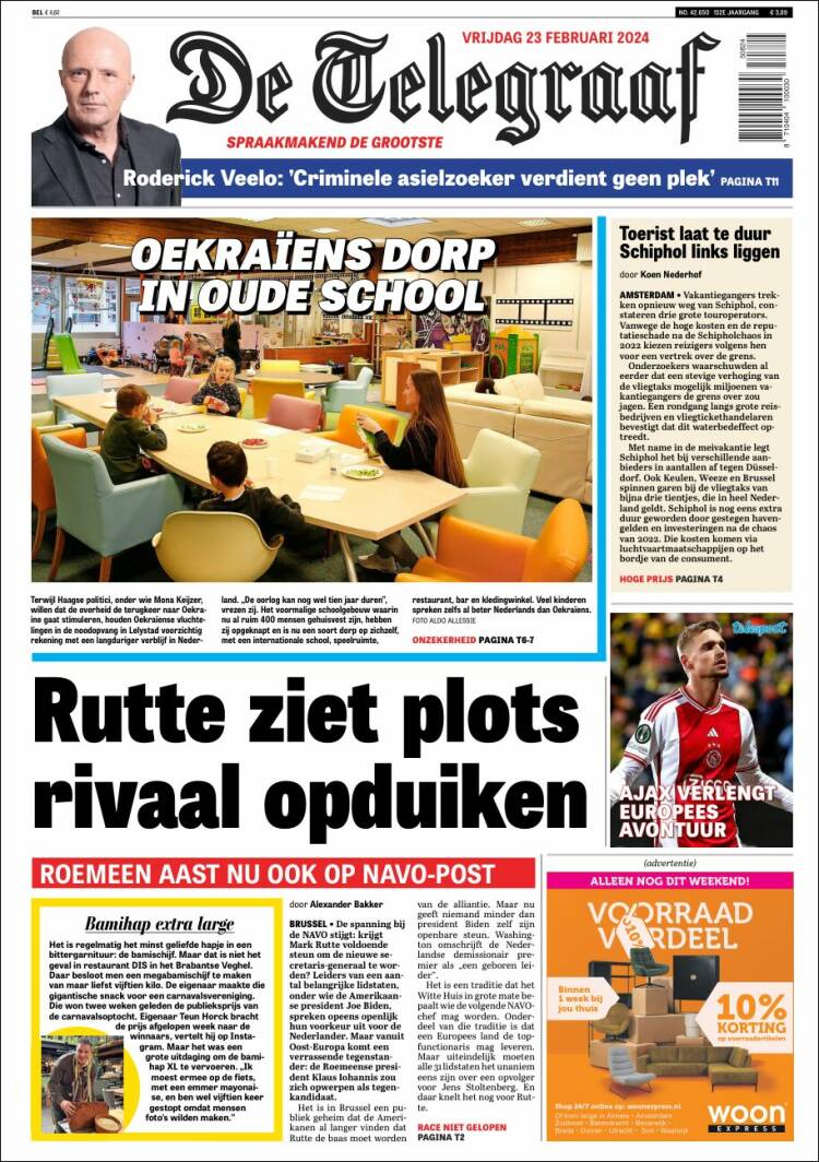 Portada de De Telegraaf (Pa&iacute;ses Bajos)