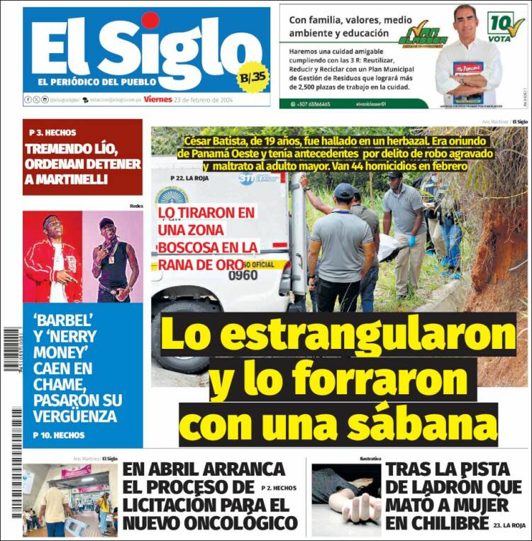 Portada de El Siglo (Panam&aacute;)