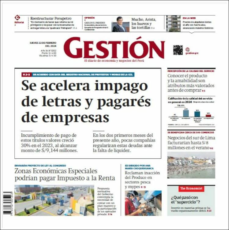 Portada de Diario Gestión (Per&uacute;)