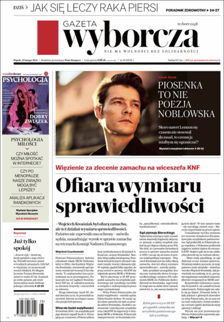 Portada de Gazeta Wyborcza (Polonia)