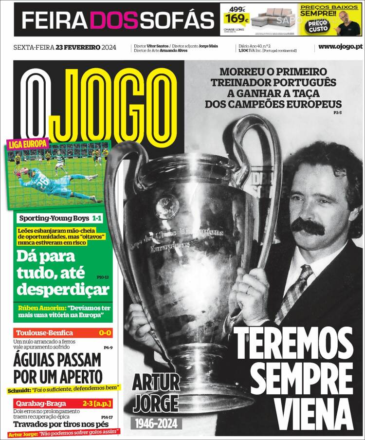 Portada de O Jogo (Portugal)